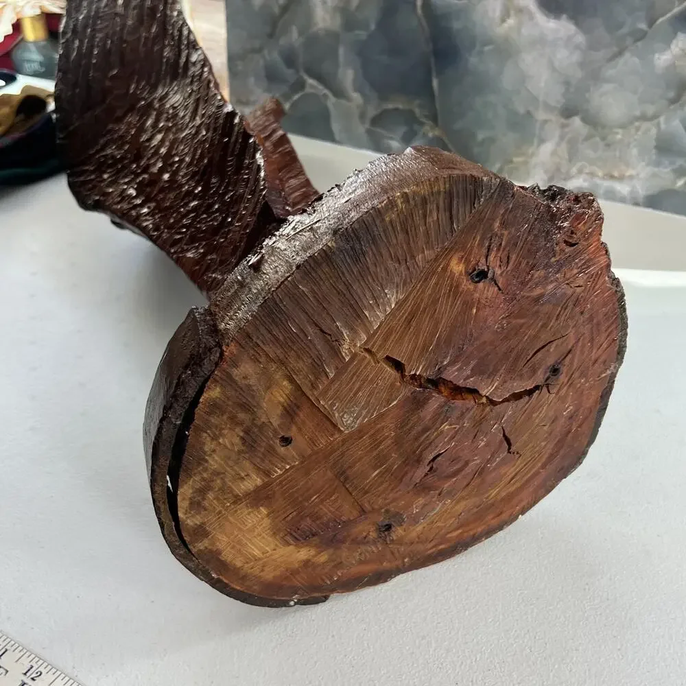 Rustic Chainsaw Carved Wooden Eagle Sculpture With Base Spread Wings 24